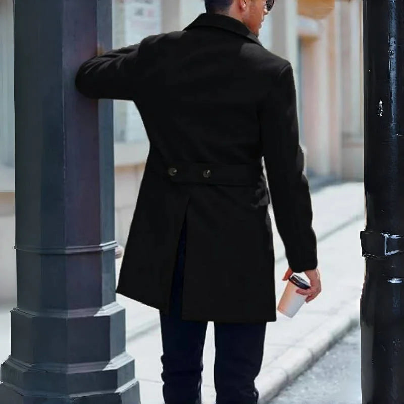 Herren Winter Mittellanger Mantel Wolle Warme Mäntel Futter Zweireiher Revers Jacke Street Wear Herrenbekleidung Oberbekleidung