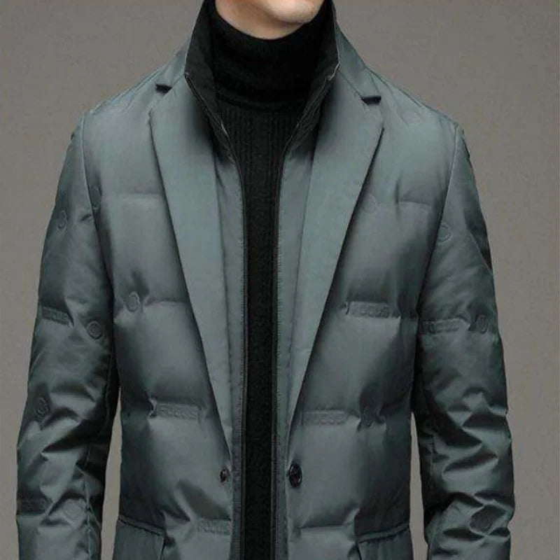2025 Hochwertige Daunenjacke für Herren Winter Business Casual Mode Elegante Entendaunen Mittellange Daunenjacke