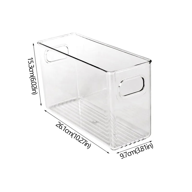 Kühlschrank-Organizer-Behälter, stapelbare Kühlschrank-Lebensmittel-Aufbewahrungsbox mit Griff, durchsichtiger Kunststoff, für Speisekammer, Gefrierschrank, Organizer-Werkzeug