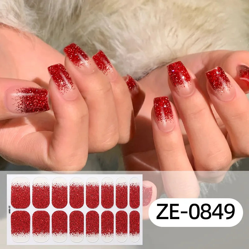 16 Tipps weinrote Nagelaufkleber, langlebig, einfarbig, volle Nagelfolien, selbstklebender Slider, Nagelkunst, DIY-Aufkleber, Maniküre-Dekor