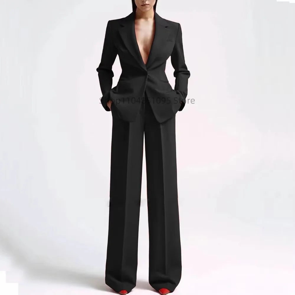 Neue elegante Hosenanzüge für Damen im Western-Stil, einfarbiges 2-teiliges Set, das Ihre Silhouette für den Alltag und die Freizeit ausglättet.