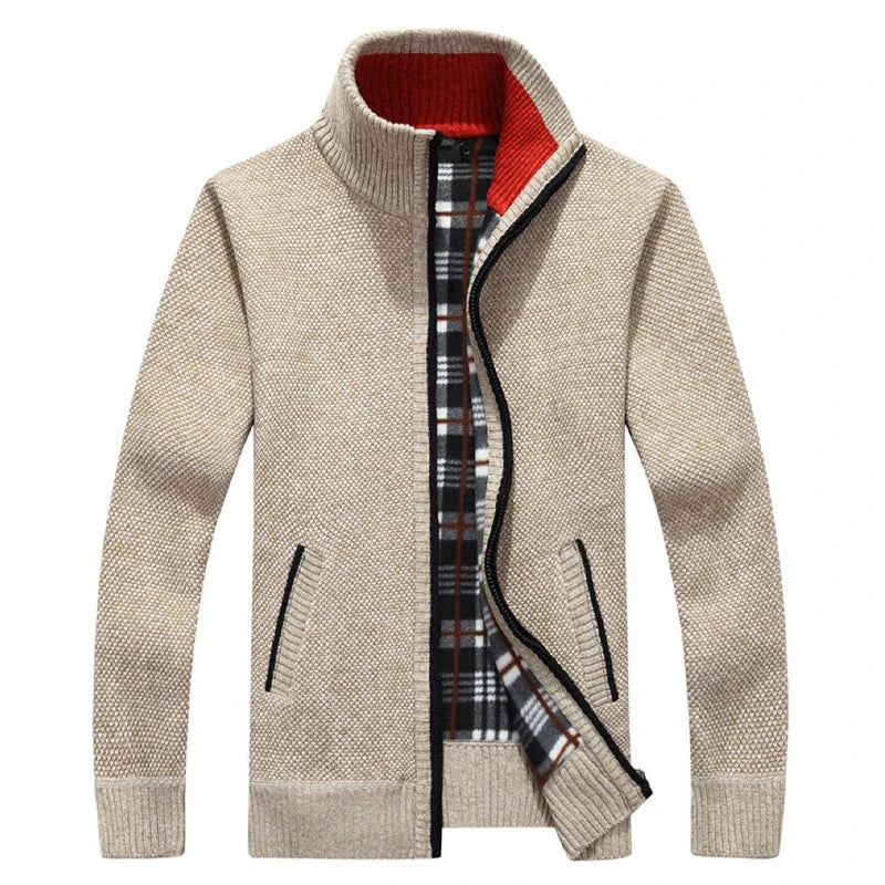 Männer Plaid Strickjacke V-ausschnitt Fleece Pullover männer Herbst Kleidung Klassische Strickjacken Jacke Taste Herren Stricken Outwear