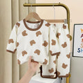 Sommer Baby Home Kleidung Pyjama Cartoon Bär Druck Langarm Hosen Set Kinder Jungen Mädchen dünne zweiteilige Kleidung Anzug Outfits