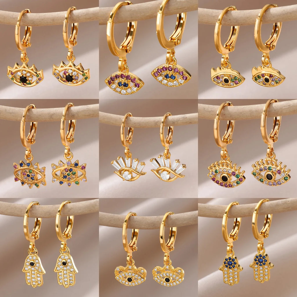 Luxus Zirkon Evil Eye Hoop Ohrringe Für Frauen Edelstahl Türkische Teufel Auge Eardrop Ohrring Ästhetischen Schmuck Geschenk aretes
