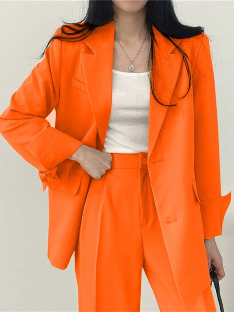 Modische 2-Teilige Damen-Sets Frühling Herbst Neu im Koreanischen Stil Hosen-Sets Eleganter Pendler-Anzug Mantel 2-Teilige Damen-Jacken-Sets