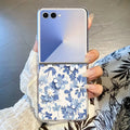 Blaue Blumen Muster Handyhülle für Samsung Galaxy Z Flip 7 FE 6 5 4 3 5G Hard PC Transparent Folding Cover für Samsung Z Flip7