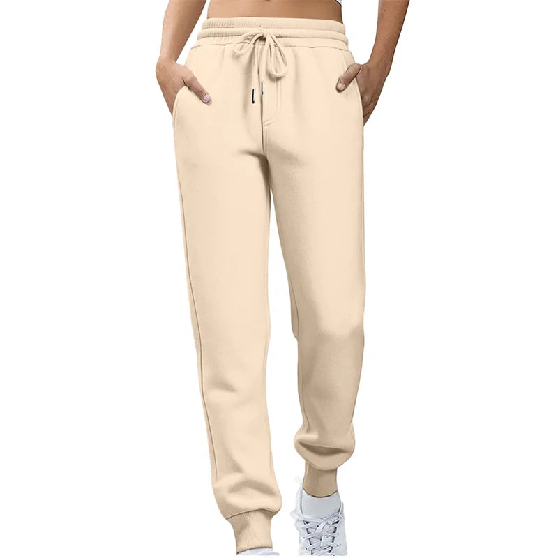 2026 Frühling Herbst Damen Gerade Hosen Mode Einfarbige Hosen mit Kordelzug Große Größen Schlanke Freizeithosen Damen Jogginghosen