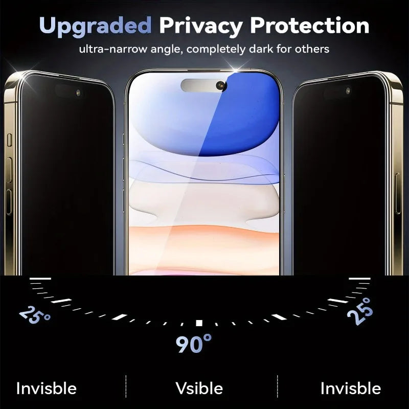 2 Stück Sichtschutzfolie für iPhone 17 16 15 14 Pro Max 16 15 14 PlusTempered Glass für iPhone 11 12 13 Pro XR XS Max Glas