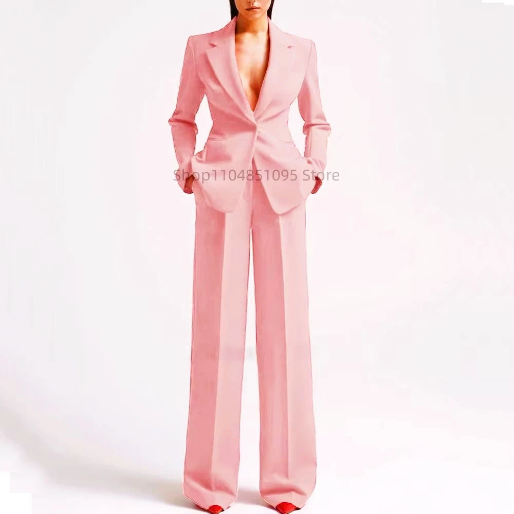 Neue elegante Hosenanzüge für Damen im Western-Stil, einfarbiges 2-teiliges Set, das Ihre Silhouette für den Alltag und die Freizeit ausglättet.