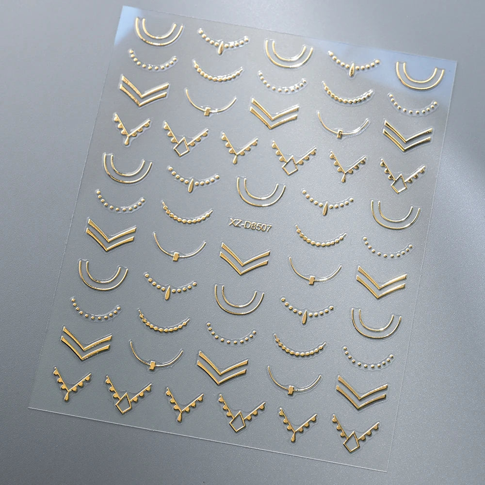 1 stücke 5D Perle Spitze Welle Nail art Aufkleber Exquisite Elegante Weiße Linien Nagel Dekoration Aufkleber DIY Selbstklebende Transfer slider