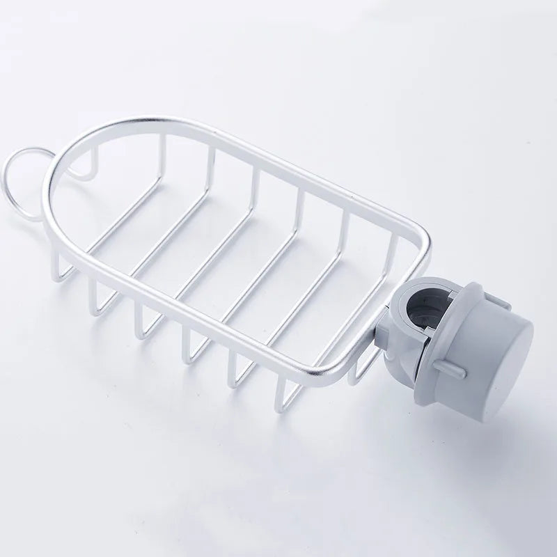 Küche Raum Aluminium Waschbecken Abfluss Rack Schwamm Lagerung Wasserhahn Halter Seife Abtropffläche Regal Korb Organizer Bad Zubehör