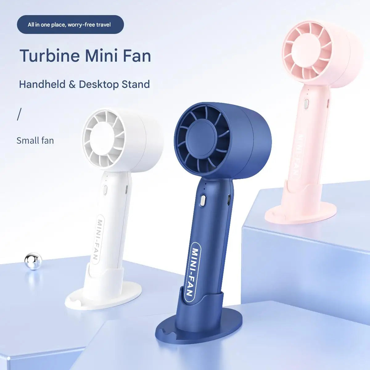 2-in-1-Handventilator für den Schreibtisch, Mini-USB, wiederaufladbar, tragbares Kühlgerät, starker Wind, leichtes Gehäuse, langlebige Batterie