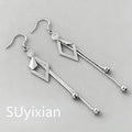 925 Sterling Silber Modische Rhombus-Ohrringe mit Fransen, Geburtstagsgeschenk, Jubiläumsgeschenk, Alltagsaccessoire