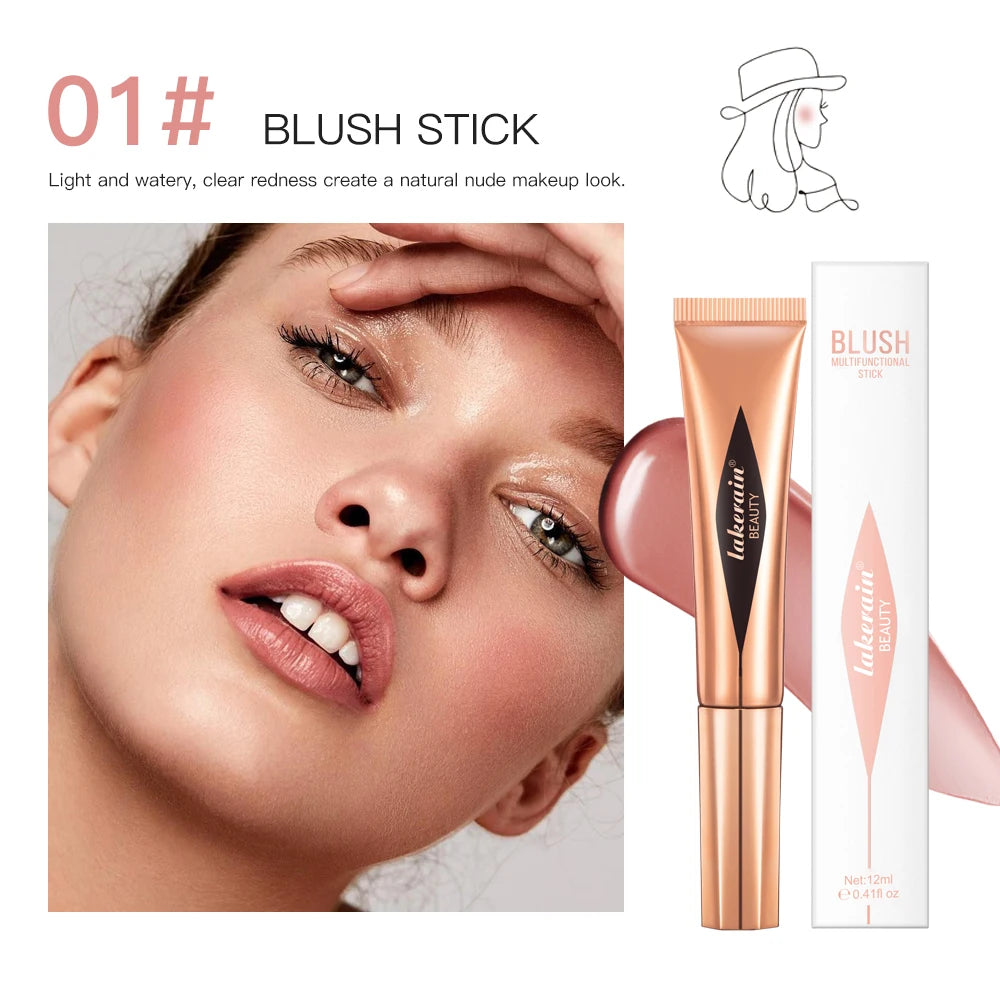 Beauty Blush Wand Easy Liquid Blush Gesichtsrouge Natürliche Creme Wangentönung Erhellen Sie die Augen Highlight Contour Stick Schwammkopf