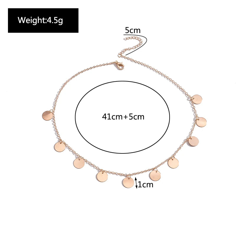 Neue Gold Farbe Pailletten Münzen Anhänger Halskette für Frauen Böhmischen Choker Halsketten Damen Hals Kurze Kette Collares Schmuck Geschenke
