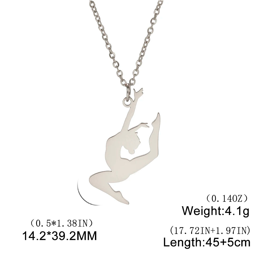 Amaxer Edelstahl Sport Sportler Künstlerische Gymnastik Halskette Für Frauen Anhänger Halsband Team Schmuck Geschenk