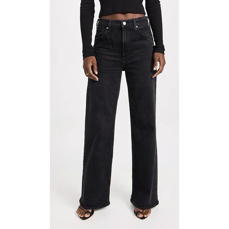 2025 Dame Chic Mode Gerade Bein Jeans Frauen Slim Fit Stretch Hohe Taille Denim Hosen Weibliche Retro Rosa Beige Günstige Hosen