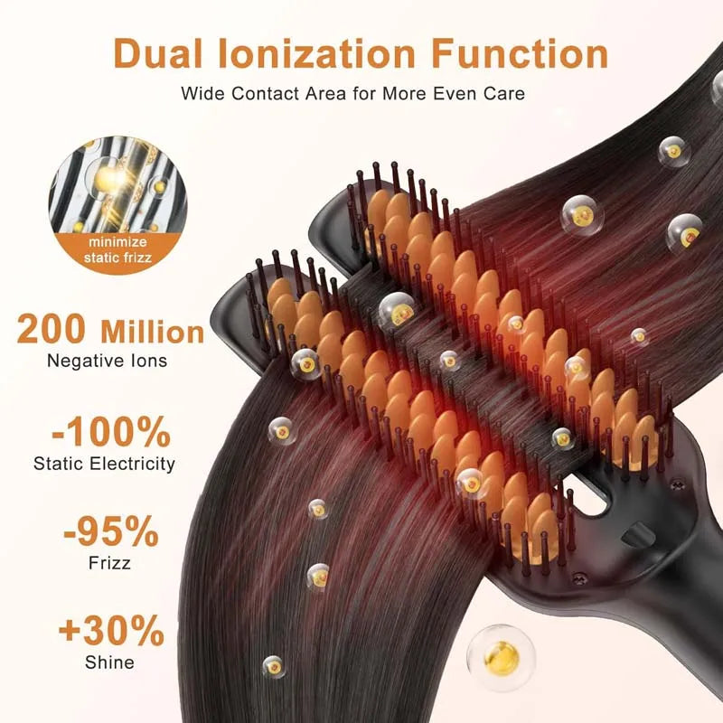 Elektrische Anti-Frizz-Haar-Heißkamm-Bürstenglätter, ein Schritt, 2-in-1 Keramik-Haarglätter-Bürste mit LCD-Digitalanzeige