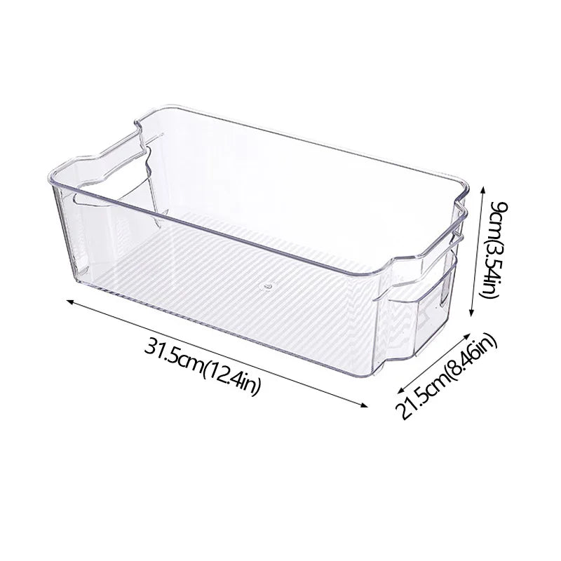 Kühlschrank-Organizer-Behälter, stapelbare Kühlschrank-Lebensmittel-Aufbewahrungsbox mit Griff, durchsichtiger Kunststoff, für Speisekammer, Gefrierschrank, Organizer-Werkzeug