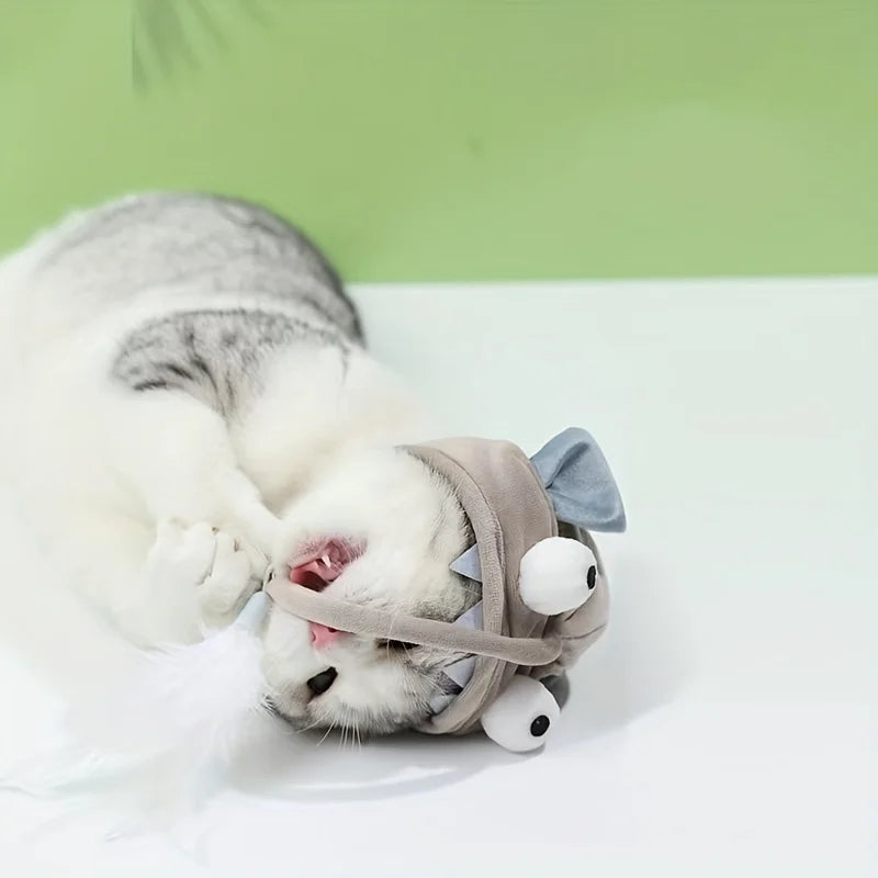 Verstellbares interaktives Katzen-Kopfbedeckungsspielzeug – Haustier-Teaser-Spielzeug für Stunden Spaß, Katzen-Cosplay-Zubehör