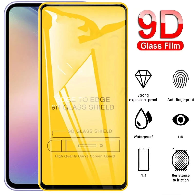 9D Displayschutzfolie für Samsung A56 A55 A54 A53 A15 A14 A35 A33 A36 A16 A05 A06 A52 A25 S25 Ultra S24 FE S22 S23 gehärtetes Glas