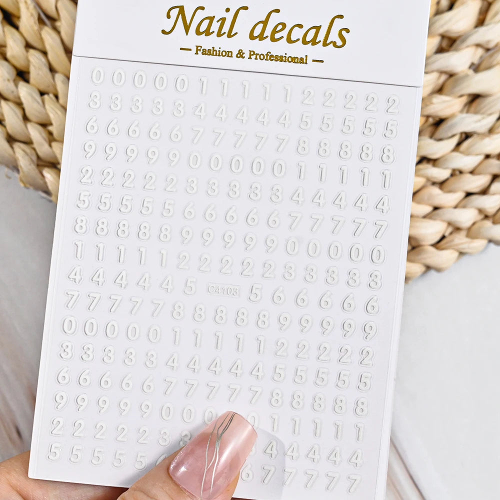 1 Stück 3D Englischer Buchstabe Nail Art Aufkleber Kleine 26 Alphabet Klebeaufkleber 10*8 cm 0-9 Nummer DIY Sliders Maniküre Dekorationen