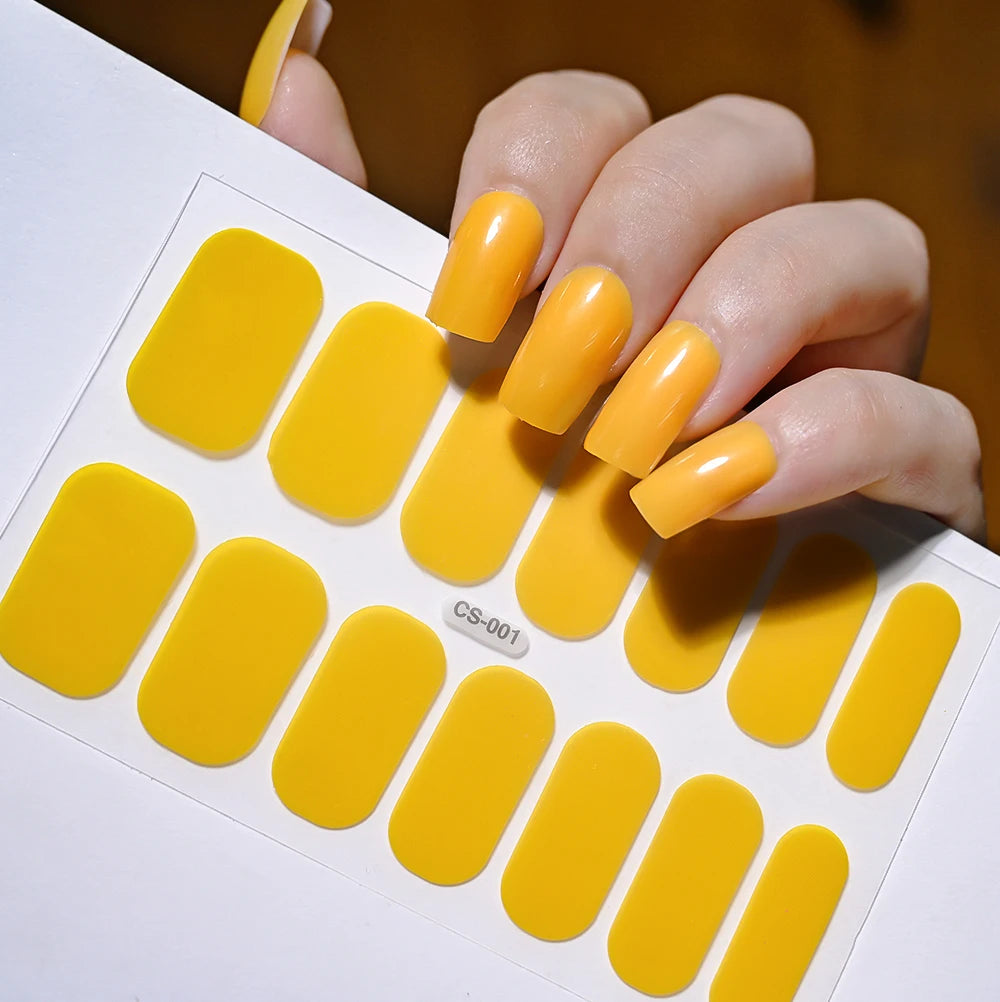 14 Tipps/Blatt Rosa Gel-Nagelaufkleber mit vollständiger Abdeckung, halbgehärtete UV-/LED-Lampe, Nagellackverpackungen, langanhaltende selbstklebende Maniküre-Spitze