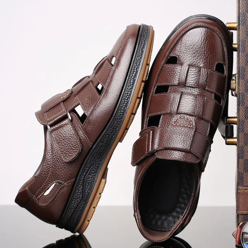 Herren-Slipper mit Aussparungen, Sommerliche Bequeme Atmungsaktive Lochschuhe, Rutschfest für Outdoor & Autofahren-XH9608