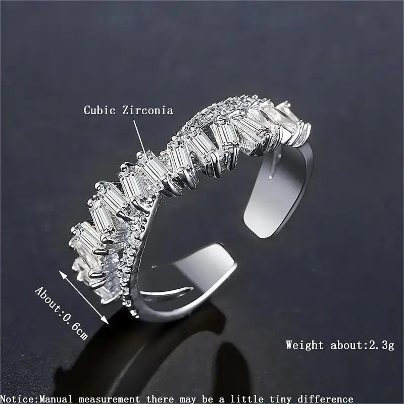 Luxus Zirkon Shiny Chic Resizable Doppel Student Öffnung Ringe für Frau Silber Farbe Gothic Finger Schmuck Hochzeit Party