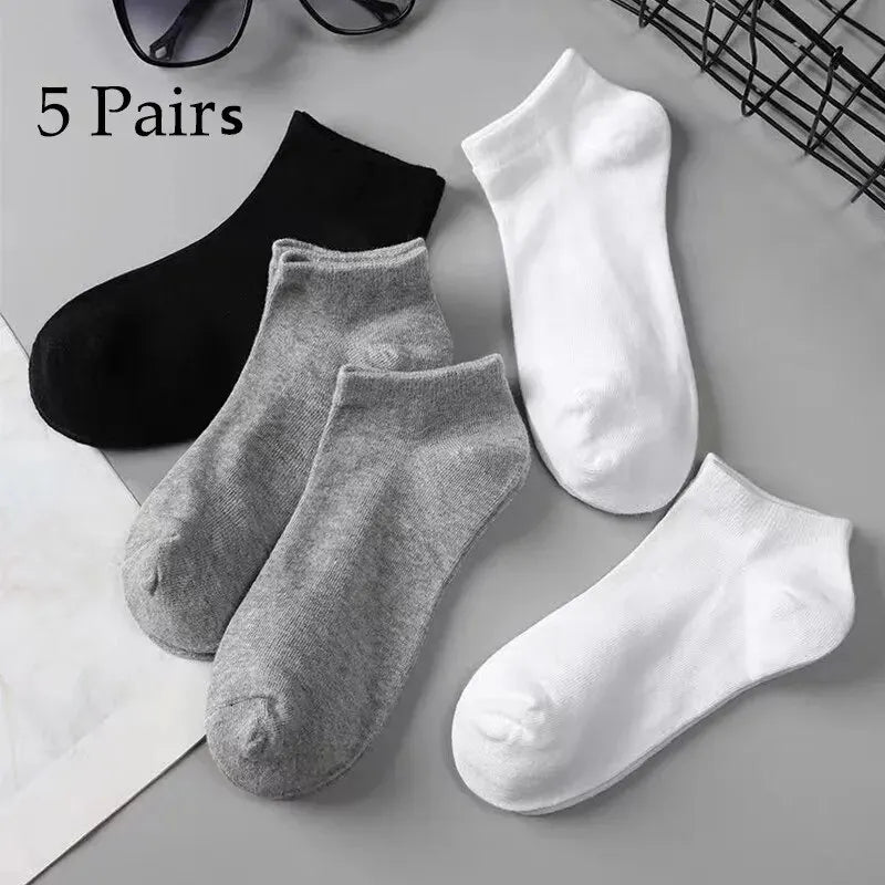 5 Paar Herren Socken Boot schwarz Business einfarbig atmungsaktiv bequem hohe Qualität Knöchel