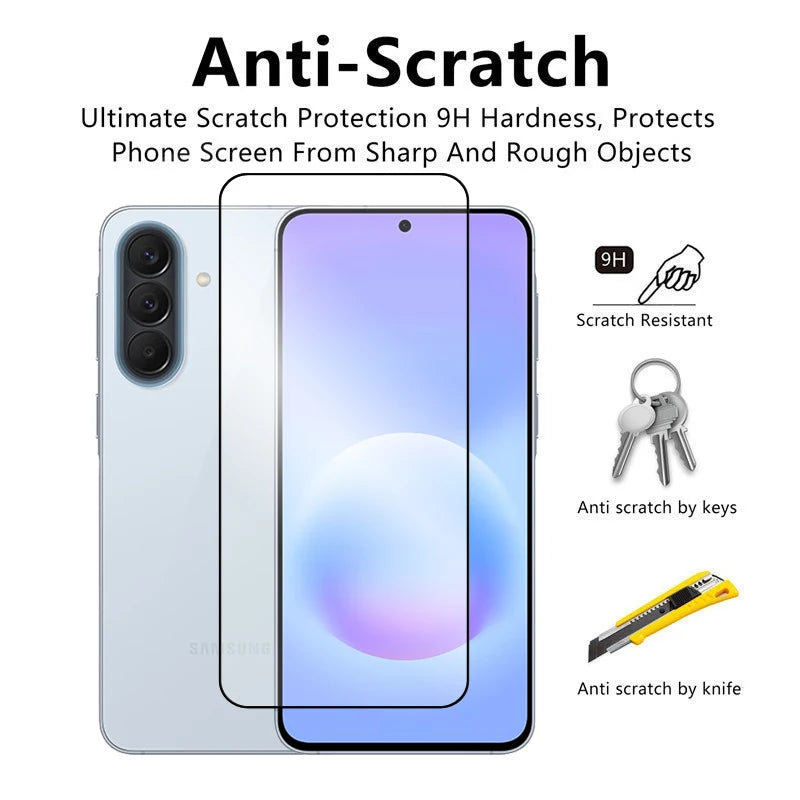 6in1 Schutzglas für Samsung Galaxy A57, für Samsung A07 A17 A37 A57, gehärtetes Glas, 2.5D Vollschutz-Displayschutzfolie für A57, Linsenschutzfolie
