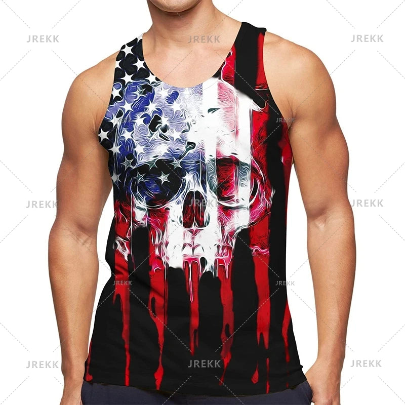 American Eagle USA Flagge Grafik Tank Top Gym Tops Herren 3D-Druck Streetwear Freizeit weste schnell trocknen ärmellose T-Shirt Tops 6xl
