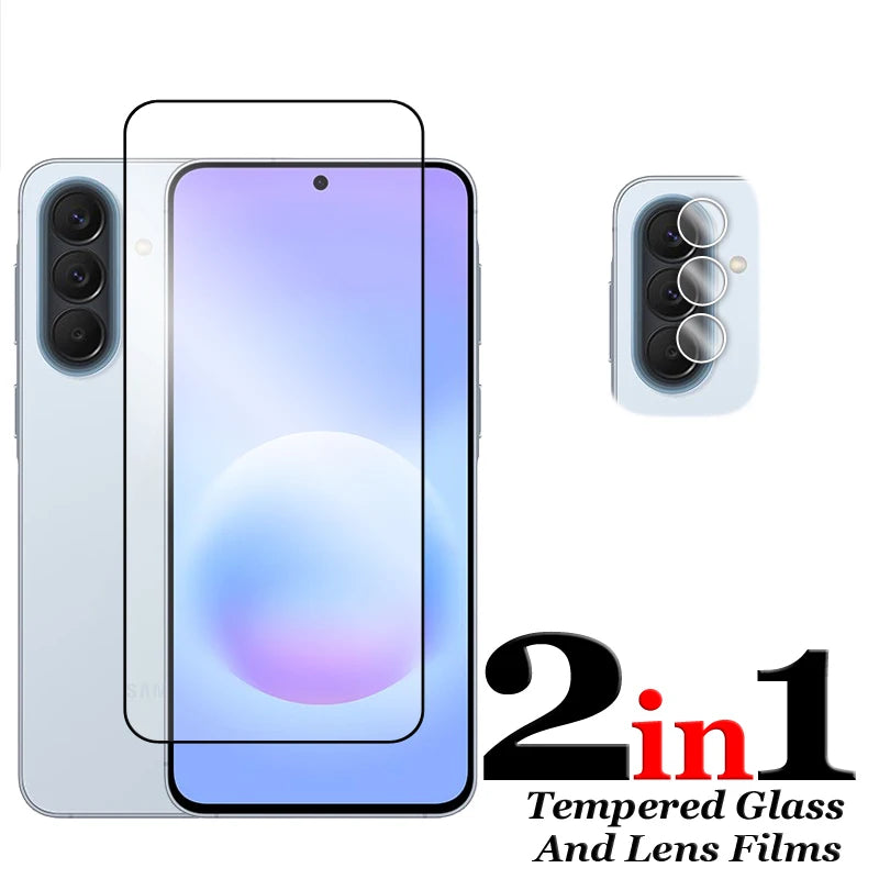 6in1 Schutzglas für Samsung Galaxy A57, für Samsung A07 A17 A37 A57, gehärtetes Glas, 2.5D Vollschutz-Displayschutzfolie für A57, Linsenschutzfolie