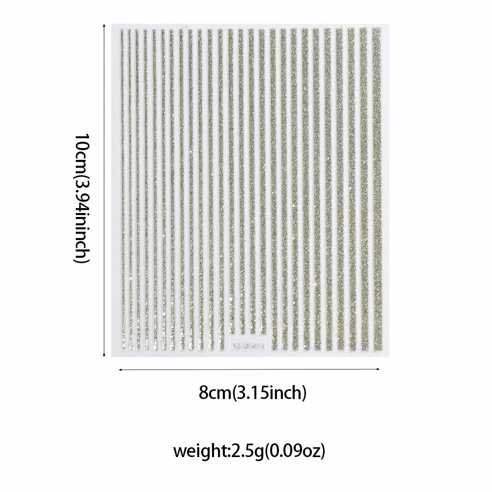 1/8 Stück 3D Glitter Line Stripe Nagelaufkleber Glänzendes Gold Silber Streifen Geometrie Selbstklebender Slider Glitzer French Line Nagelaufkleber