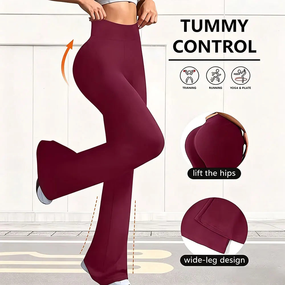 Damen-Yogahose mit hoher Taille, ausgestellte Yoga-Hose, Bootcut-Yogahose, Stretch-Arbeitshose mit weitem Bein, geeignet für Übungen, Sport, Laufen, Freizeit