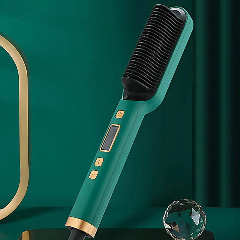 2-in-1 elektrische profession elle negative Ionen gerade Haar bürste Curling Kamm mit LCD-Display Curling Tool gerade Haar bürste