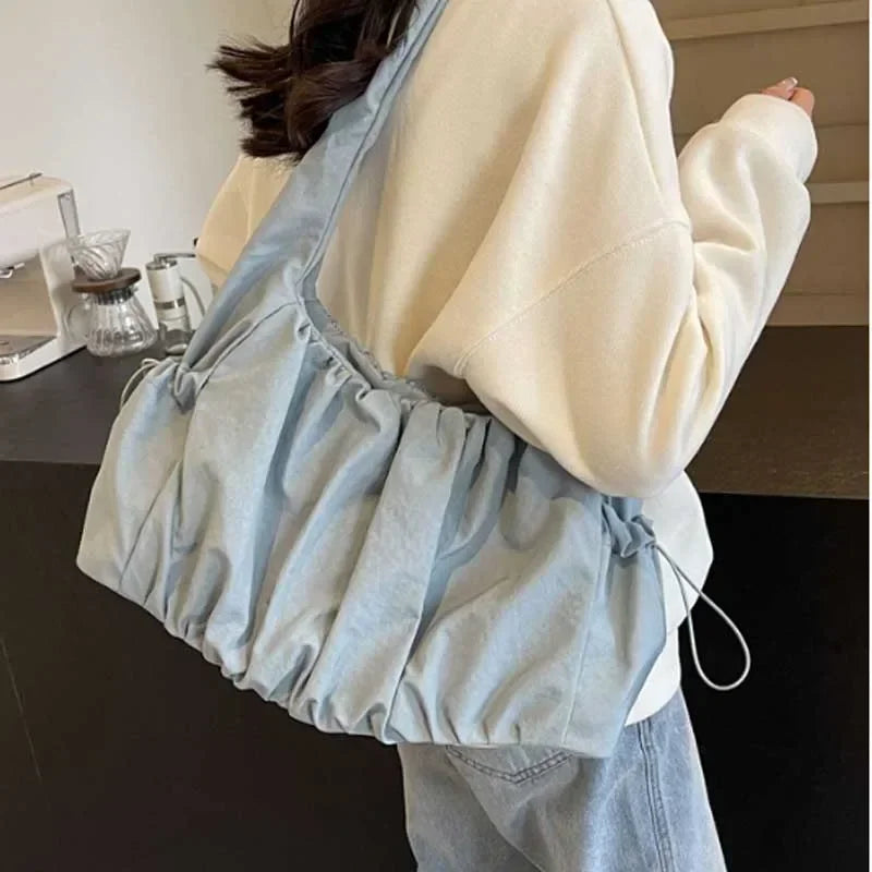 Nylon-Stofftasche für Damen, große Kapazität, Sommer, 2024, neue All-Match-Ins, One-Shoulder-College-Studenten-Klassentasche, Damen-Handtasche