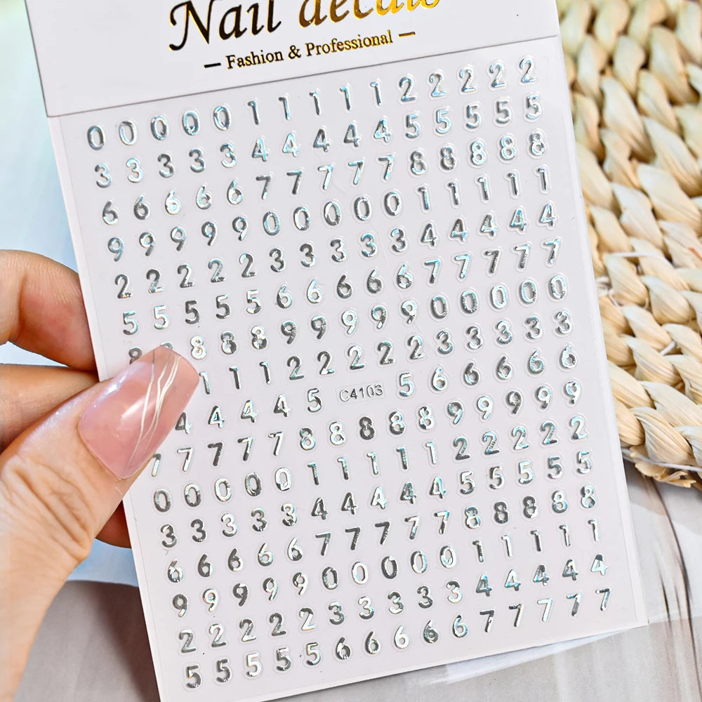 1 Stück 3D Englischer Buchstabe Nail Art Aufkleber Kleine 26 Alphabet Klebeaufkleber 10*8 cm 0-9 Nummer DIY Sliders Maniküre Dekorationen