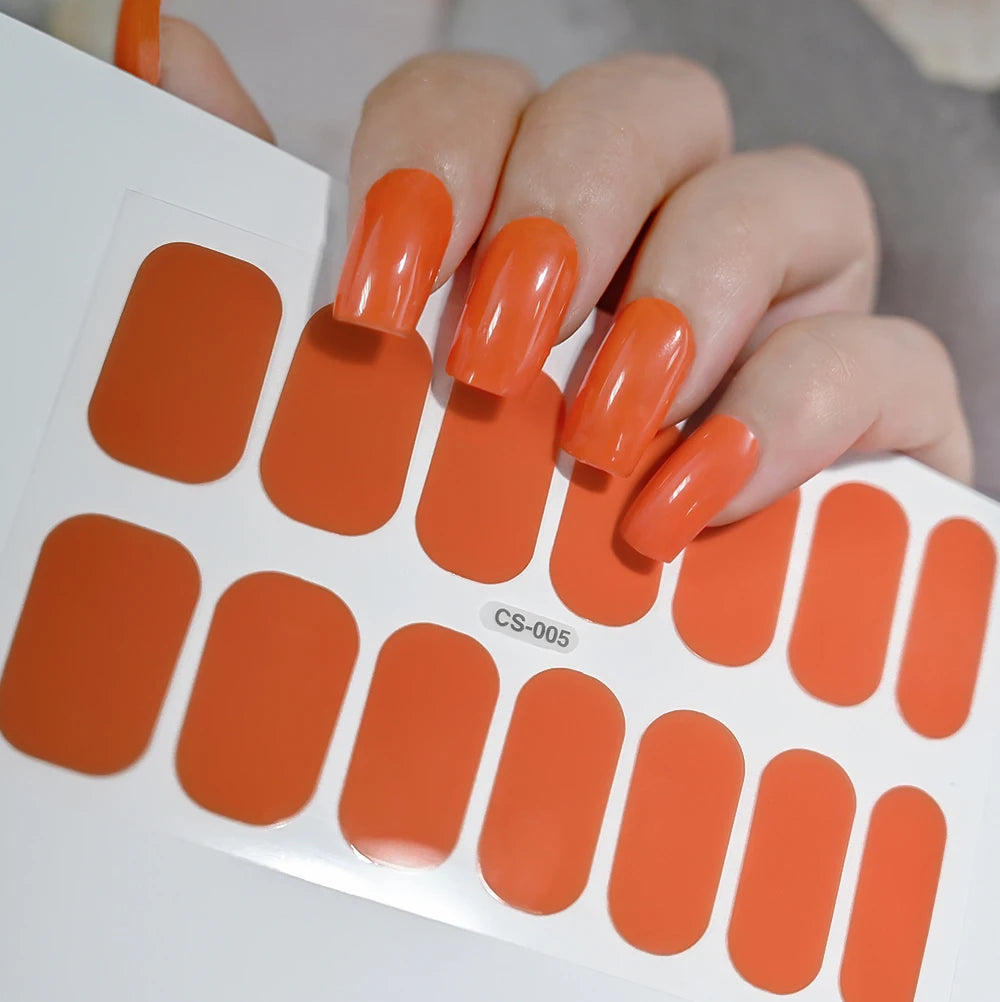 14 Tipps Full Wrap Nagellack Aufkleber Selbstklebende einfarbige Gel-Nagelstreifen Kunst Aufkleber Nicht halbgehärtete DIY Nageldekorationen
