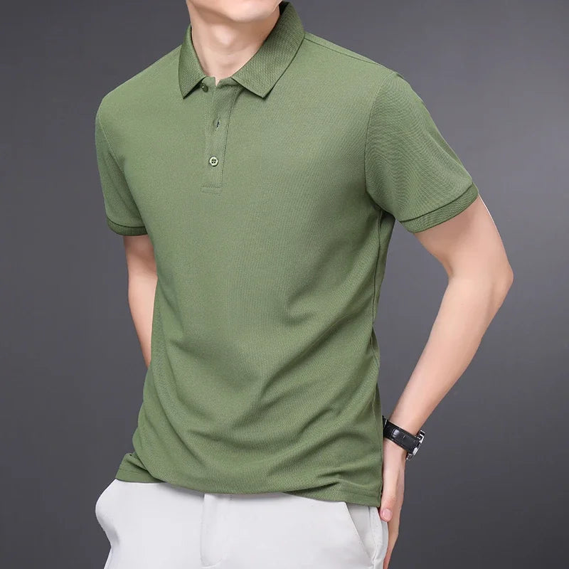 Herren-Poloshirt, einfarbig, lässig, modisch, kurzärmelig, Sommer, bequemes Oberteil für Business und Freizeit