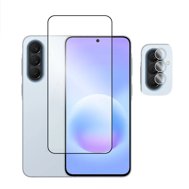 6in1 Schutzglas für Samsung Galaxy A57, für Samsung A07 A17 A37 A57, gehärtetes Glas, 2.5D Vollschutz-Displayschutzfolie für A57, Linsenschutzfolie
