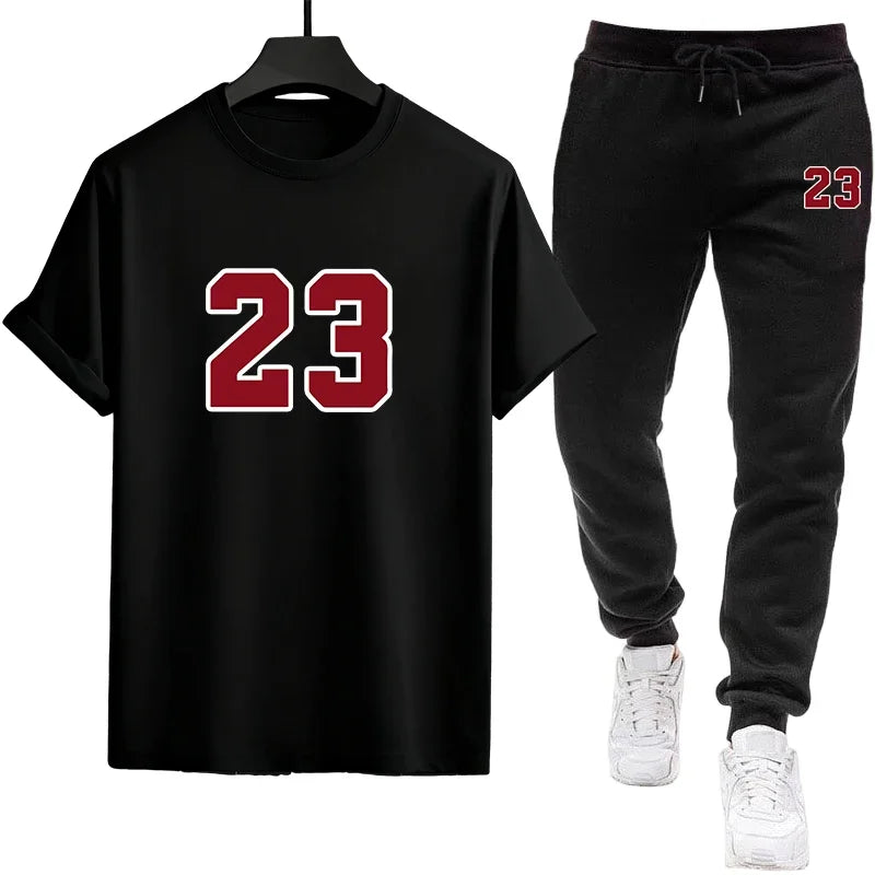 2026 Herren Street Fashion Set: Rundhals-T-Shirt und Slim Fit Jogger im urbanen Casual-Stil – Frühling/Sommer lässige, lockere Outfits