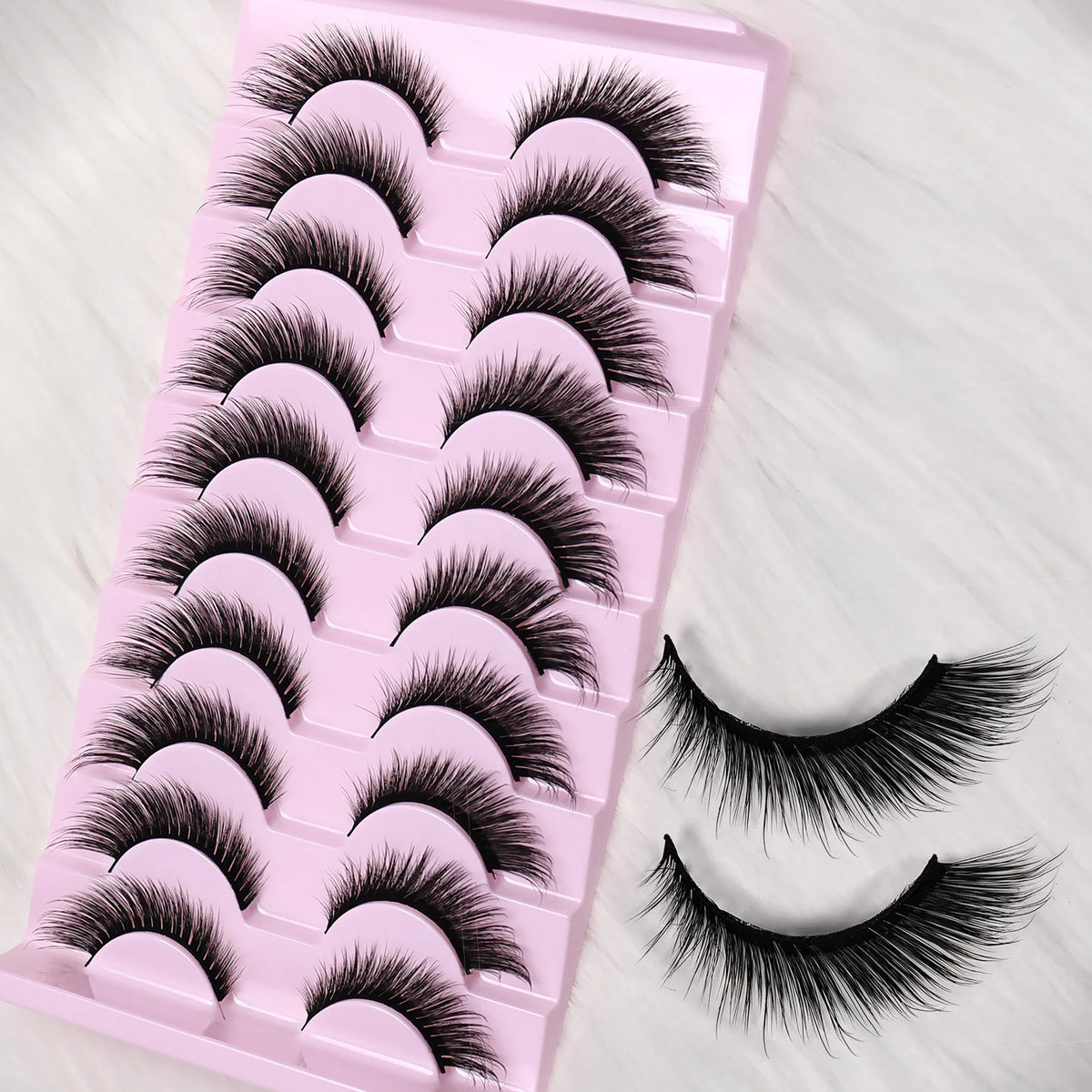 10 Paar C-Curl Fox Eyes Künstliche Wimpern - Weiche Faux-Nerz Wiederverwendbar, Langanhaltend Einfach Anzuwenden, Perfekt für Party/Tägliches Make-up