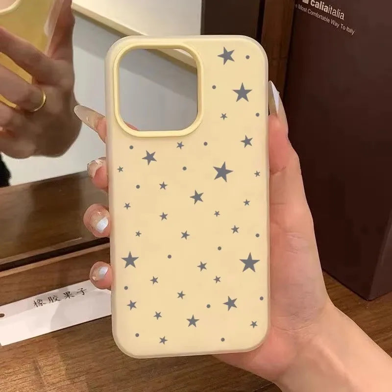 Entzückende Stern-Süßigkeitsfarben-Handyhülle für iPhone 17 Air 16 15 14 13 Pro Max 11 12 X XR XS Max 16E 7 8 Plus 2 IN1 Soft Matte Cover