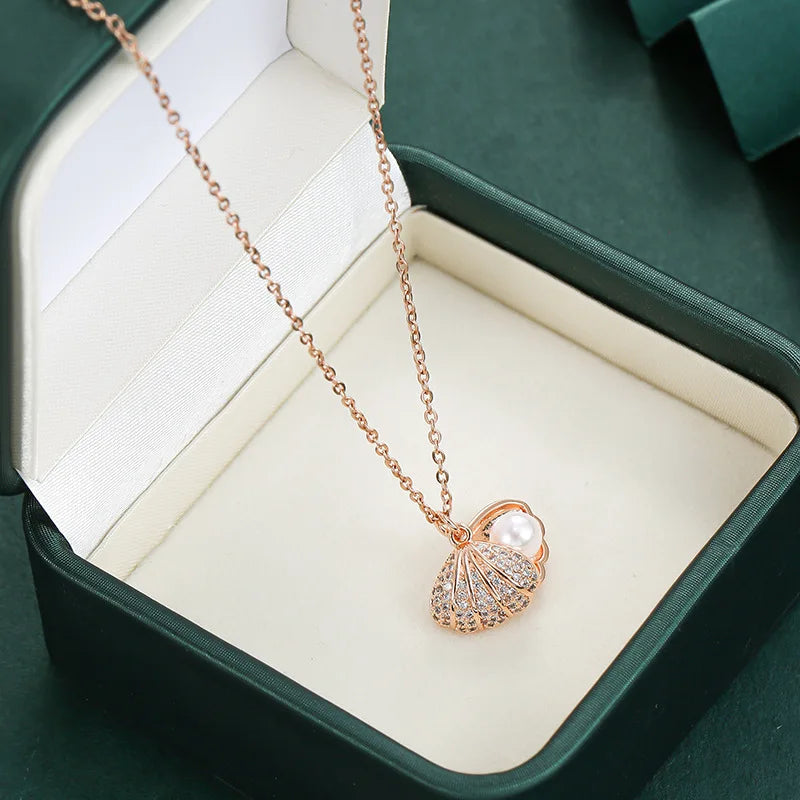 Neue Trendy Zirkon Kristall Anhänger Edelstahl Halskette Für Frauen Koreanische Mode Weibliche Sexy Schlüsselbein Kette Schmuck Großhandel
