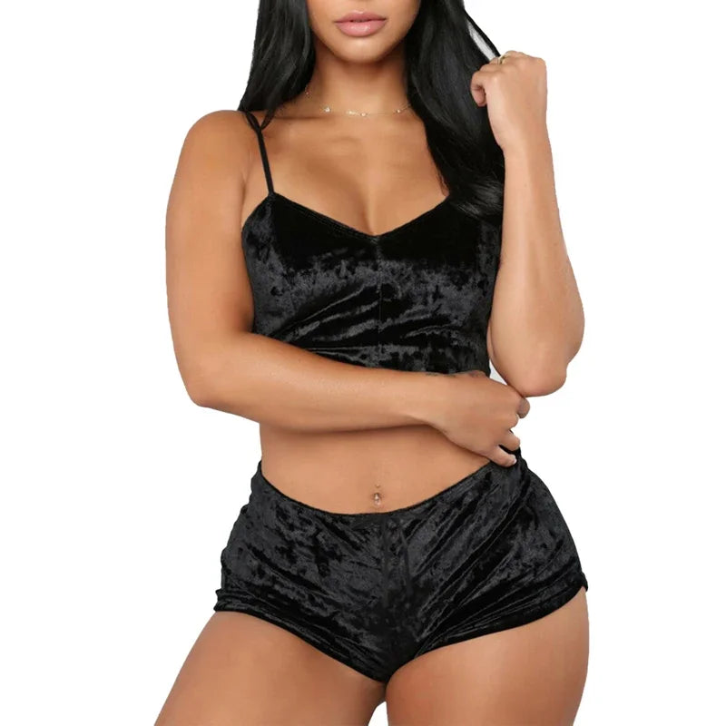 Pyjamas Set Frauen Sexy Rosa Rot Seide Satin Samt Pijamas Schlaf Tragen Robe Nachtwäsche Sexy Dessous Pj Sets Nachtwäsche