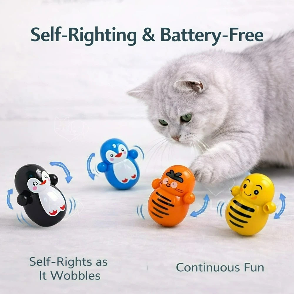 Set mit 5 Wackelspielzeugen für Hauskatzen, die sich aufrecht rollen lassen, um die Katzenstimulation zu fördern