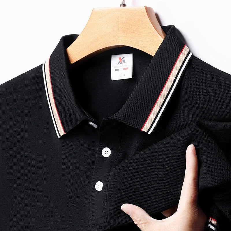 Herrenmode solide kurz ärmel ige gestreifte Revers Polos hirt Sommer atmungsaktives bequemes Top
