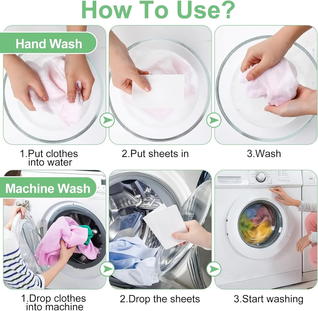 100/10PCS Wäsche Farbe Absorbieren Papier Anti-färben Wäsche Tabletten Für Waschmaschine Saubere Kleidung Farbe Catcher blätter