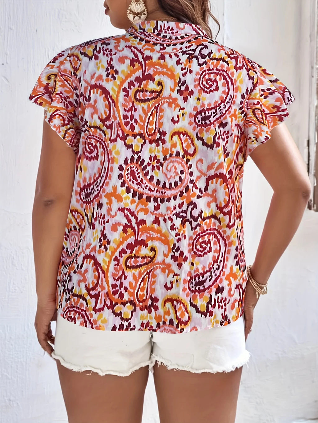 Plus Größe Sommer Frauen Elegante Druck Blusen Hemd Ethnische Casual Mode V-ausschnitt Tops Weibliche Kurve Kleidung